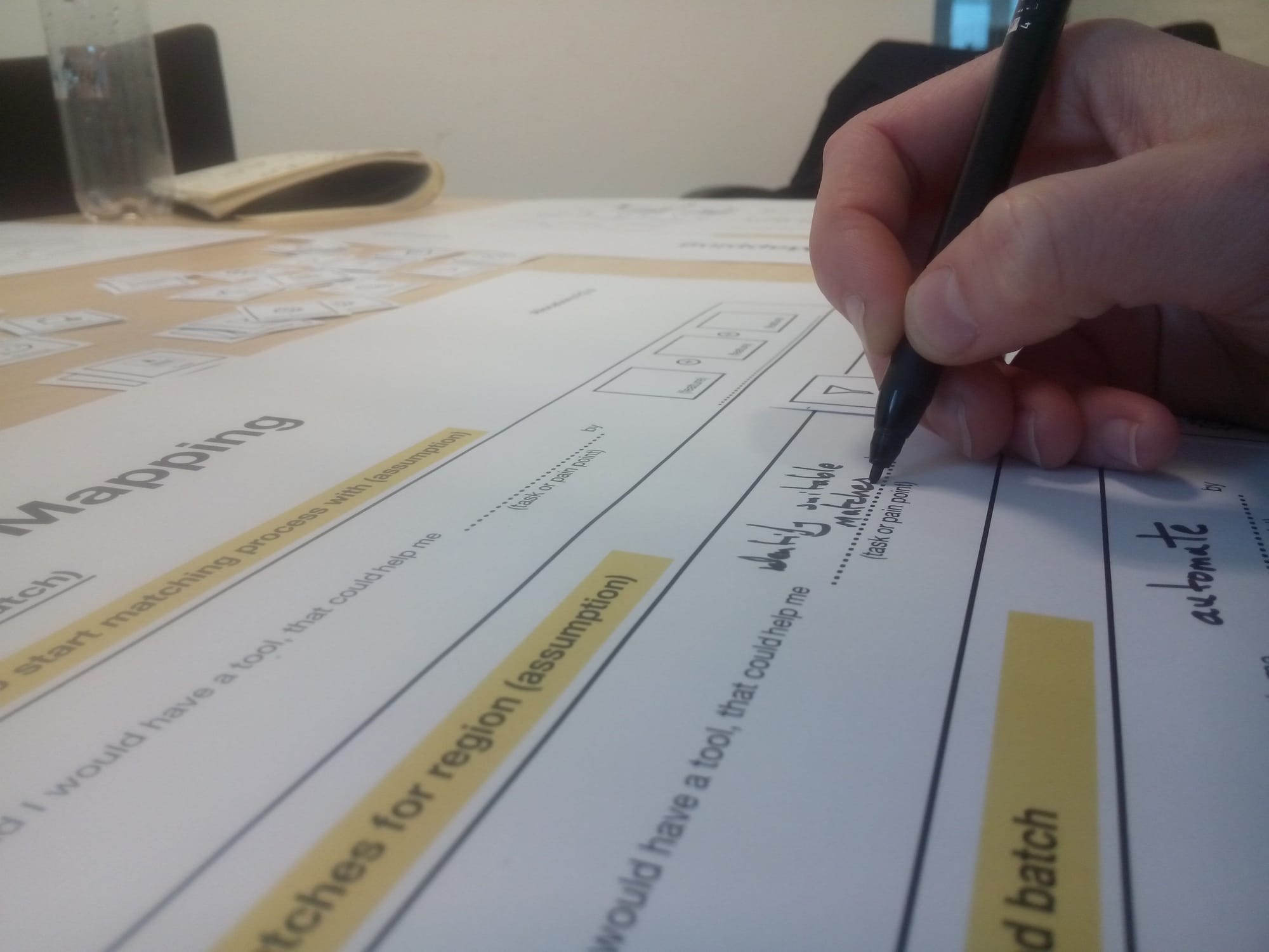 A mapping worksheet being filled in: 'I would have a tool that could help me…'